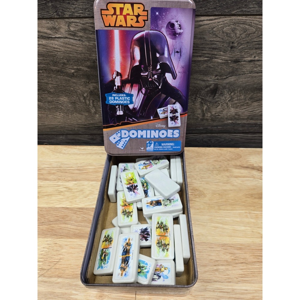 Star Wars Dominoes 28 Piece Plastic Set in Darth Vader Collectible Storage Tin